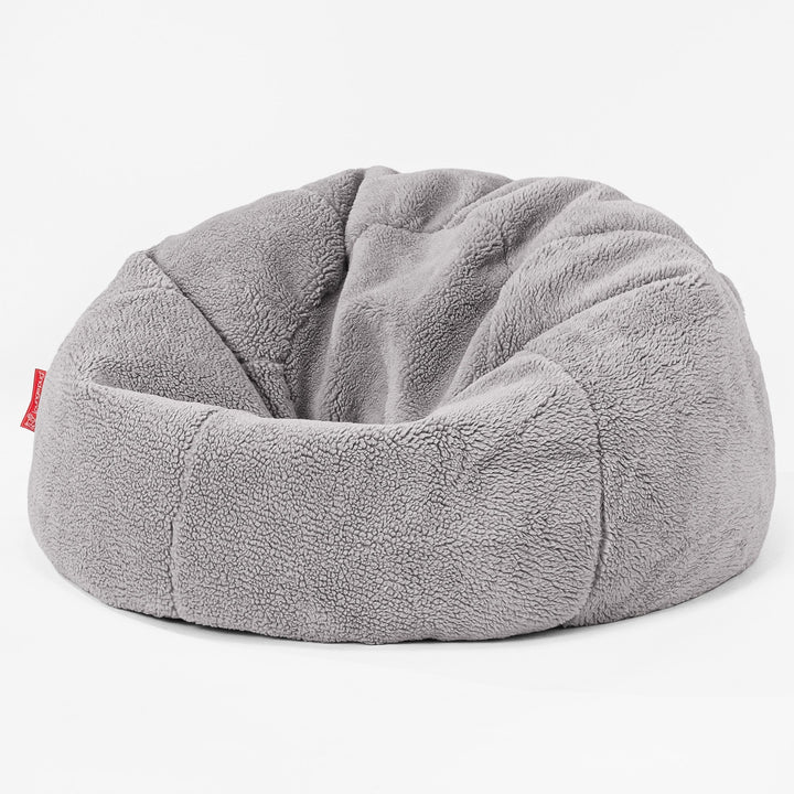 Saccosäck Barn C200-L, CloudSac Memoryskum - Teddy-fuskpäls Mellangrå 01
