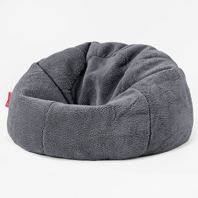 Saccosäck Barn C200-L, CloudSac Memoryskum - Teddy-fuskpäls Mörkgrå 01
