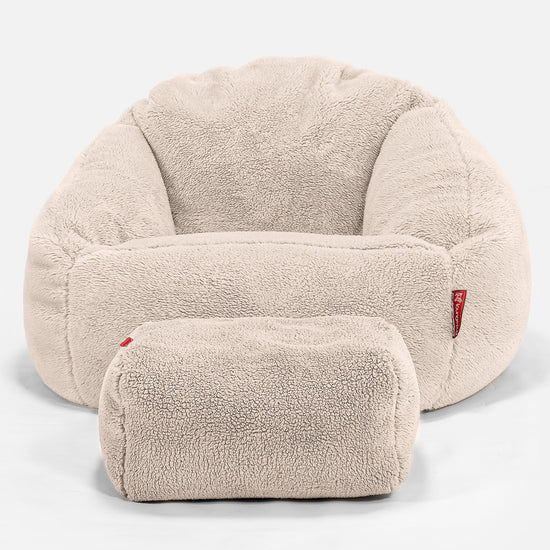 Saccosäck Bubble - Teddy-fuskpäls Gräddvit 02