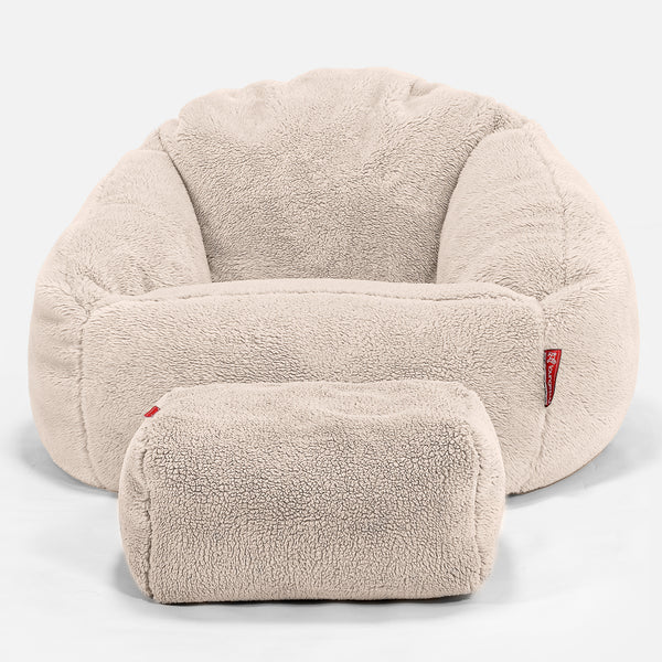 Saccosäck Bubble - Teddy-fuskpäls Gräddvit 01