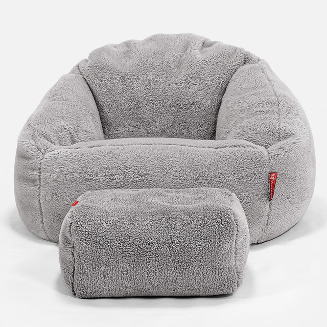 Saccosäck Bubble - Teddy-fuskpäls Mellangrå 02