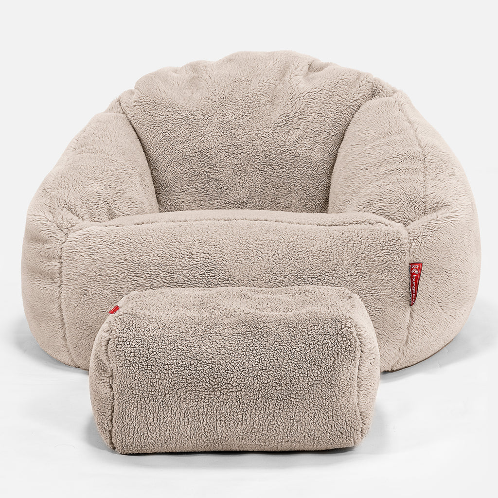 Saccosäck Bubble - Teddy-fuskpäls Minkbrun 02