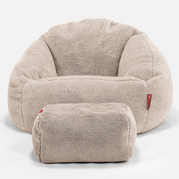 Saccosäck Bubble - Teddy-fuskpäls Minkbrun 01