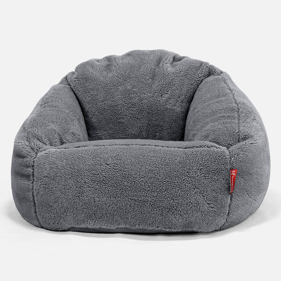 Saccosäck Bubble - Teddy-fuskpäls Mörkgrå 01