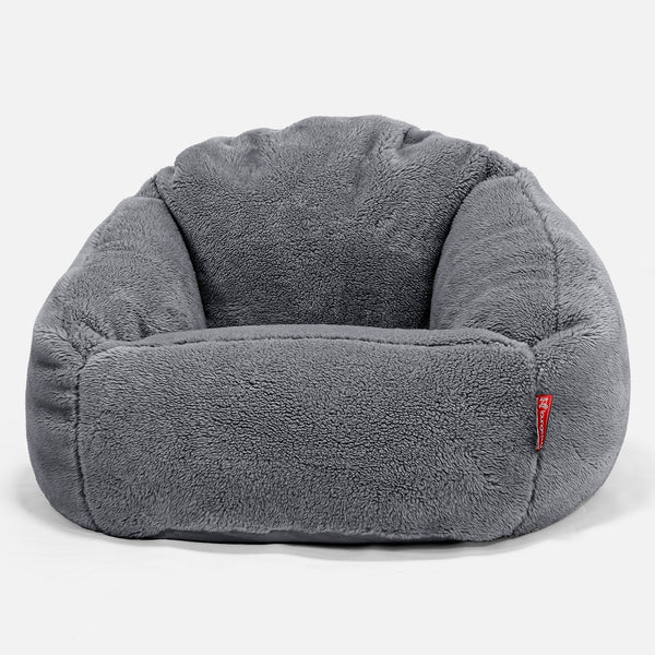 Saccosäck Bubble - Teddy-fuskpäls Mörkgrå 01