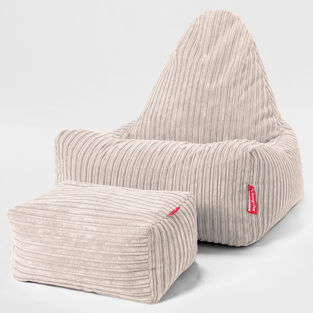 Saccosäck Scandi Lounger - Klassisk Manchestertyg Elfenbensvit 02