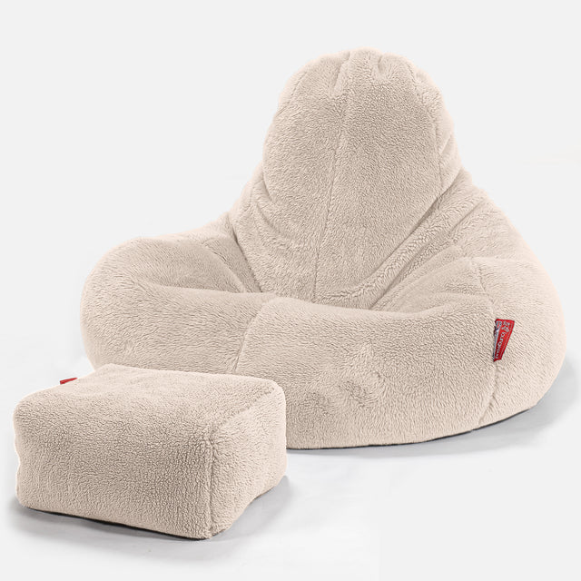 Saccosäck Ultra Lux för Spelande - Teddy-fuskpäls Gräddvit 02