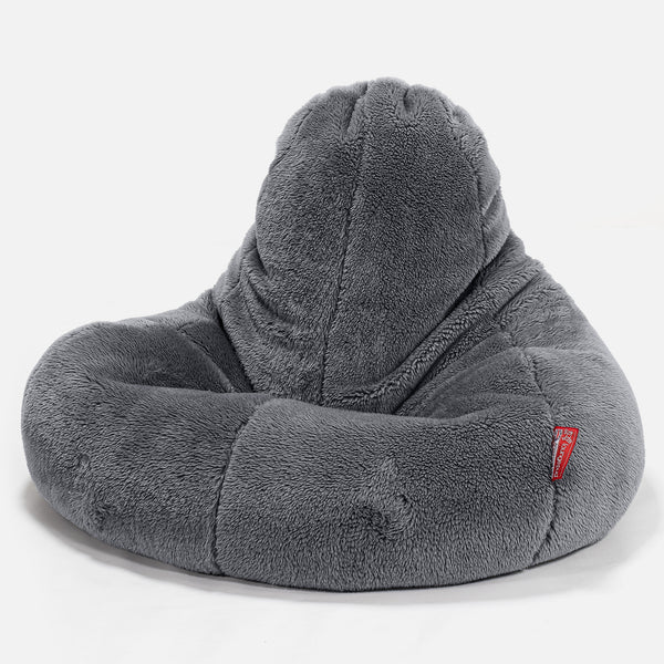 Saccosäck Ultra Lux för Spelande - Teddy-fuskpäls Mörkgrå 01