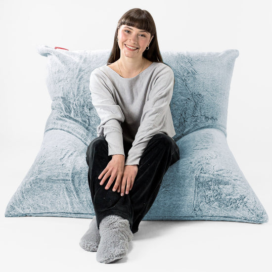 Saccosäck Kudde XXL - Fuskkaninpäls Gammelblå 01