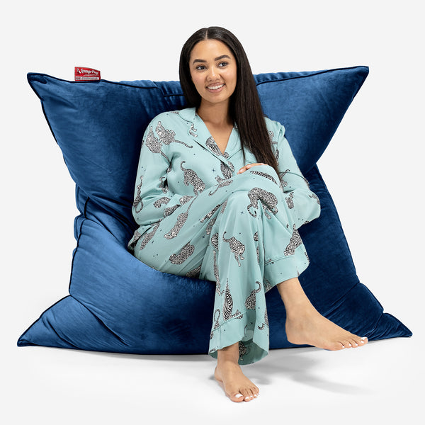 Saccosäck Kudde XXL - Sammet Navy 01