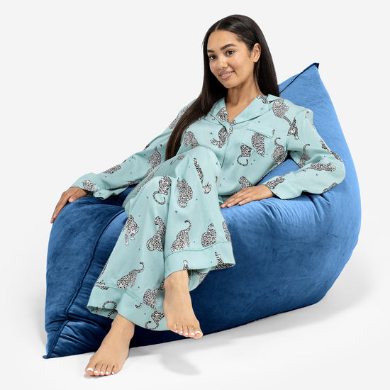 Saccosäck Kudde XXL - Sammet Navy 04