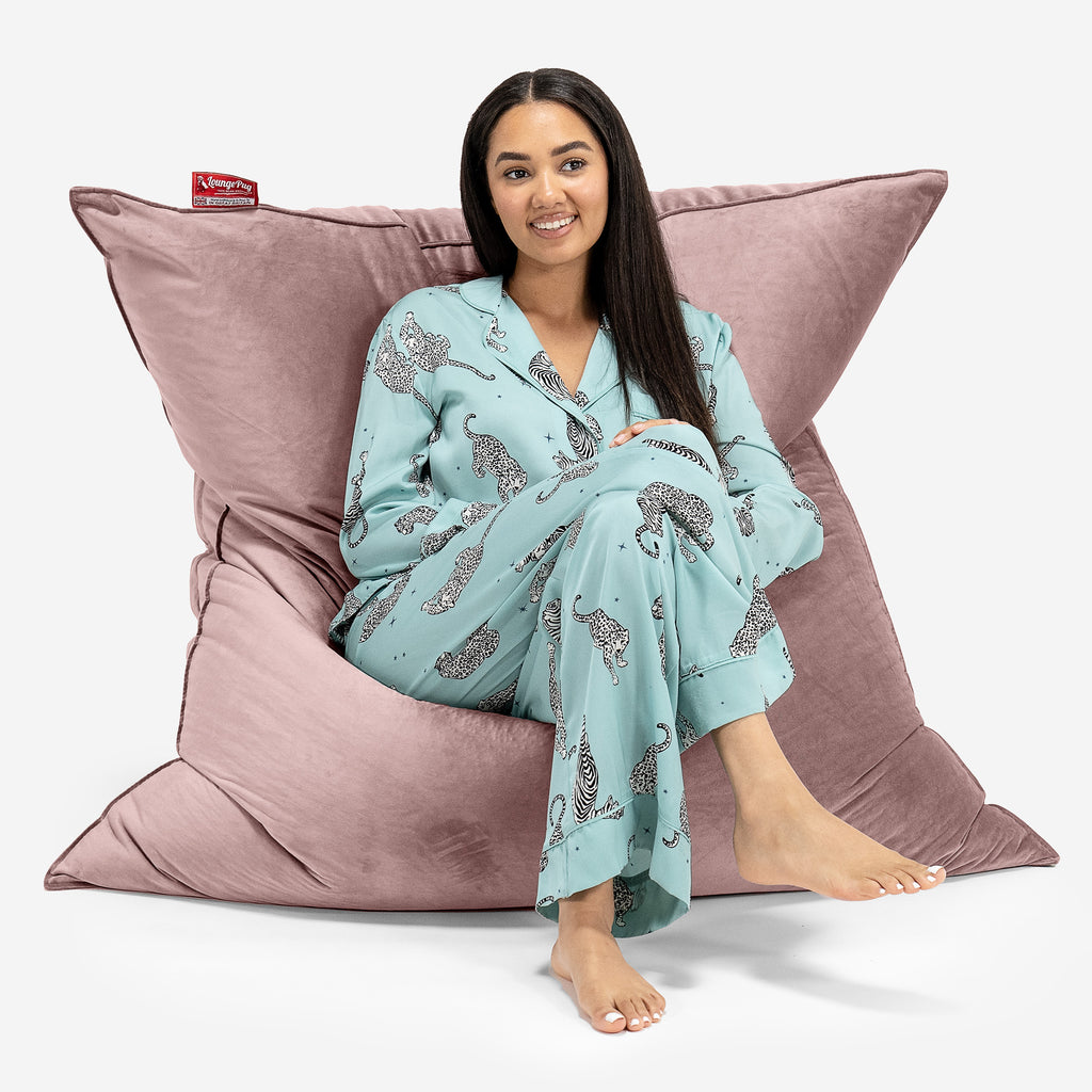 Saccosäck Kudde XXL - Sammet Rosa 01