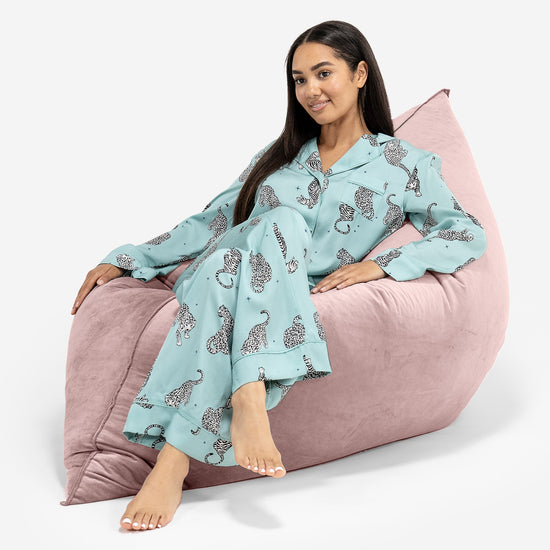 Saccosäck Kudde XXL - Sammet Rosa 04