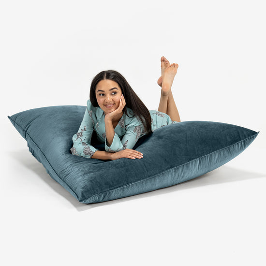 Saccosäck Kudde XXL - Sammet Teal 03