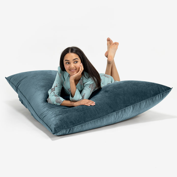 Saccosäck Kudde XXL - Sammet Teal 03