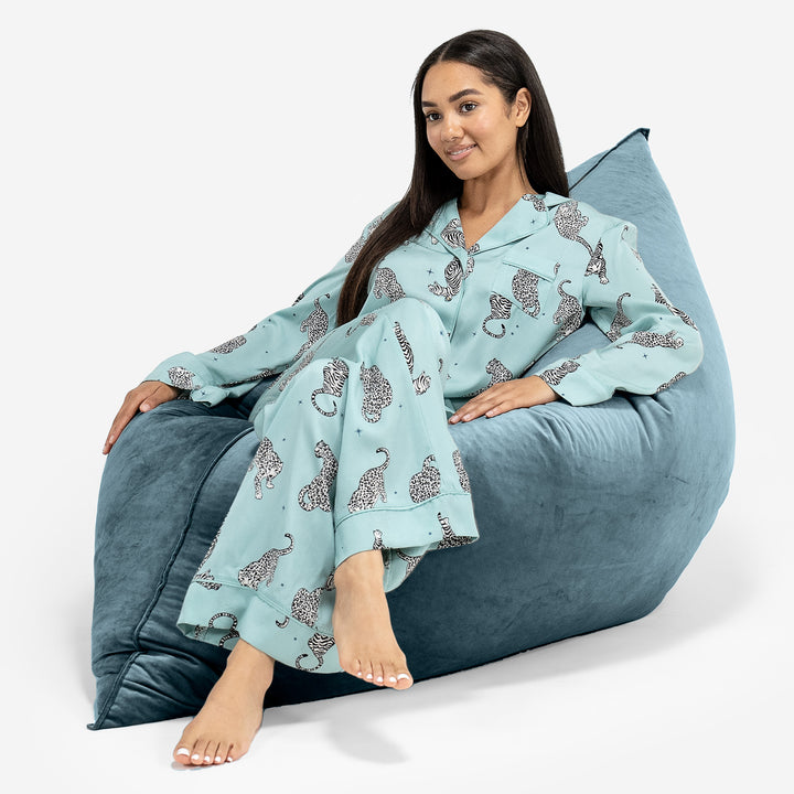 Saccosäck Kudde XXL - Sammet Teal 04