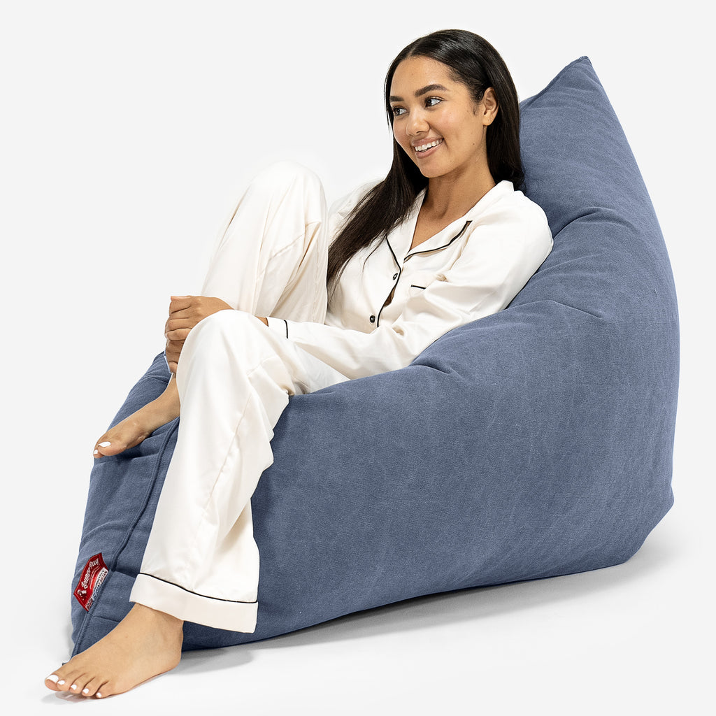 Saccosäck Kudde XXL - Stentvättad denim Marinblå 04