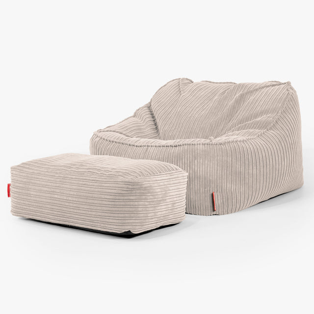 Saccosäckstolen Sloucher - Klassisk Manchestertyg Gräddvit 02