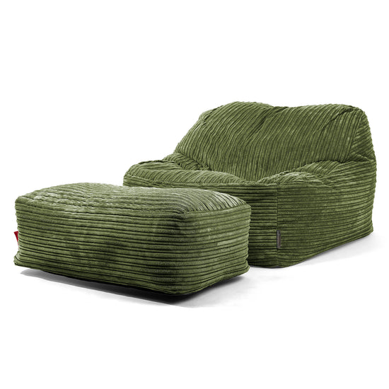 Saccosäckstolen Sloucher - Klassisk Manchestertyg Skogsgrön 01