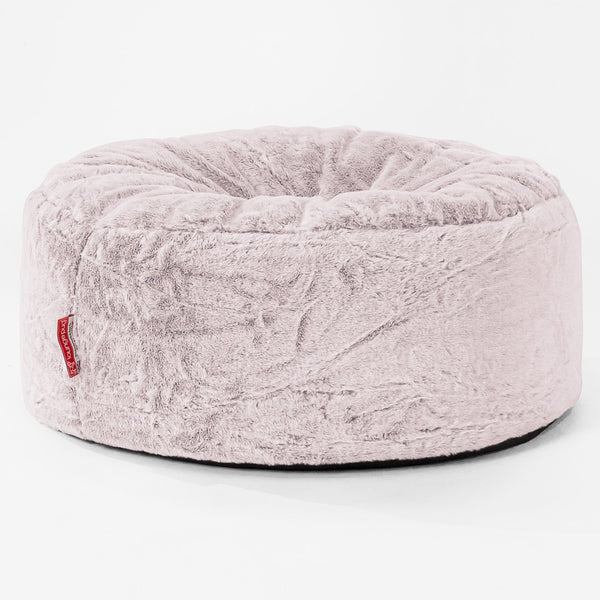 Sittpuff Rund - Fuskkaninpäls Gammelrosa 01