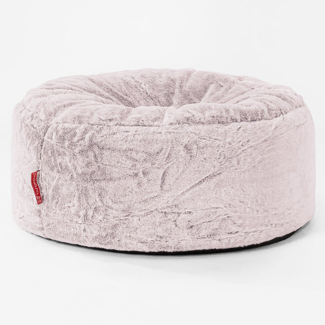 Sittpuff Rund - Fuskkaninpäls Gammelrosa 01