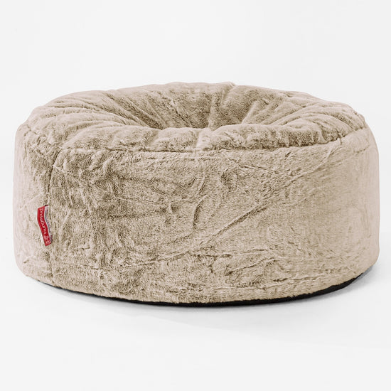 Sittpuff Rund - Fuskkaninpäls Gyllenbrun 01