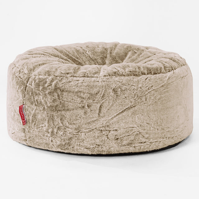 Sittpuff Rund - Fuskkaninpäls Gyllenbrun 01
