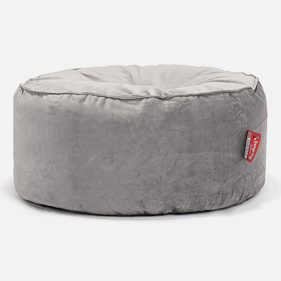 Sittpuff Rund - Sammet Silverfärgad 01