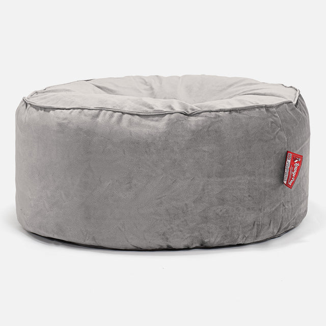 Sittpuff Rund - Sammet Silverfärgad 01