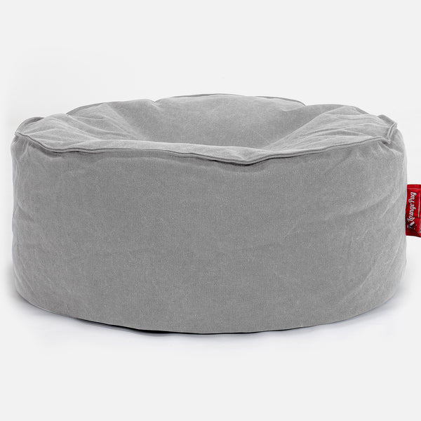 Sittpuff Rund - Stentvättad denim Grå 01
