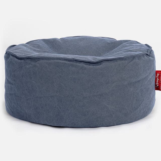 Sittpuff Rund - Stentvättad denim Marinblå 01