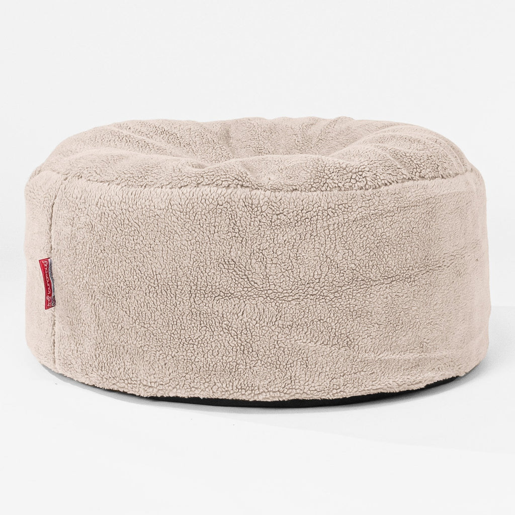 Sittpuff Rund - Teddy-fuskpäls Minkbrun 01