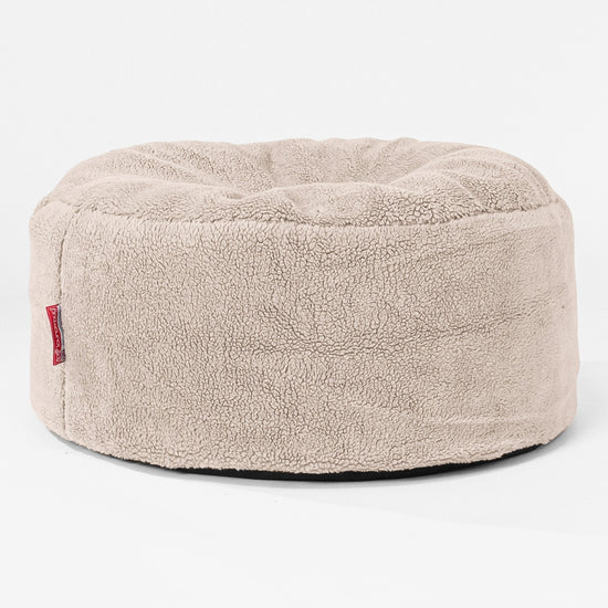 Sittpuff Rund - Teddy-fuskpäls Minkbrun 01