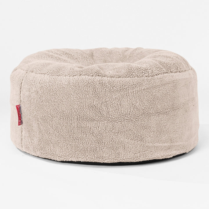 Sittpuff Rund - Teddy-fuskpäls Minkbrun 01