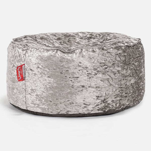 Sittpuff Rund - Vintagesammet Silverfärgad 01
