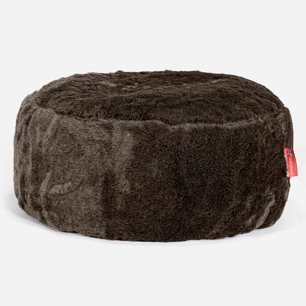 Sittpuff Rund - Fuskpäls Brun 01