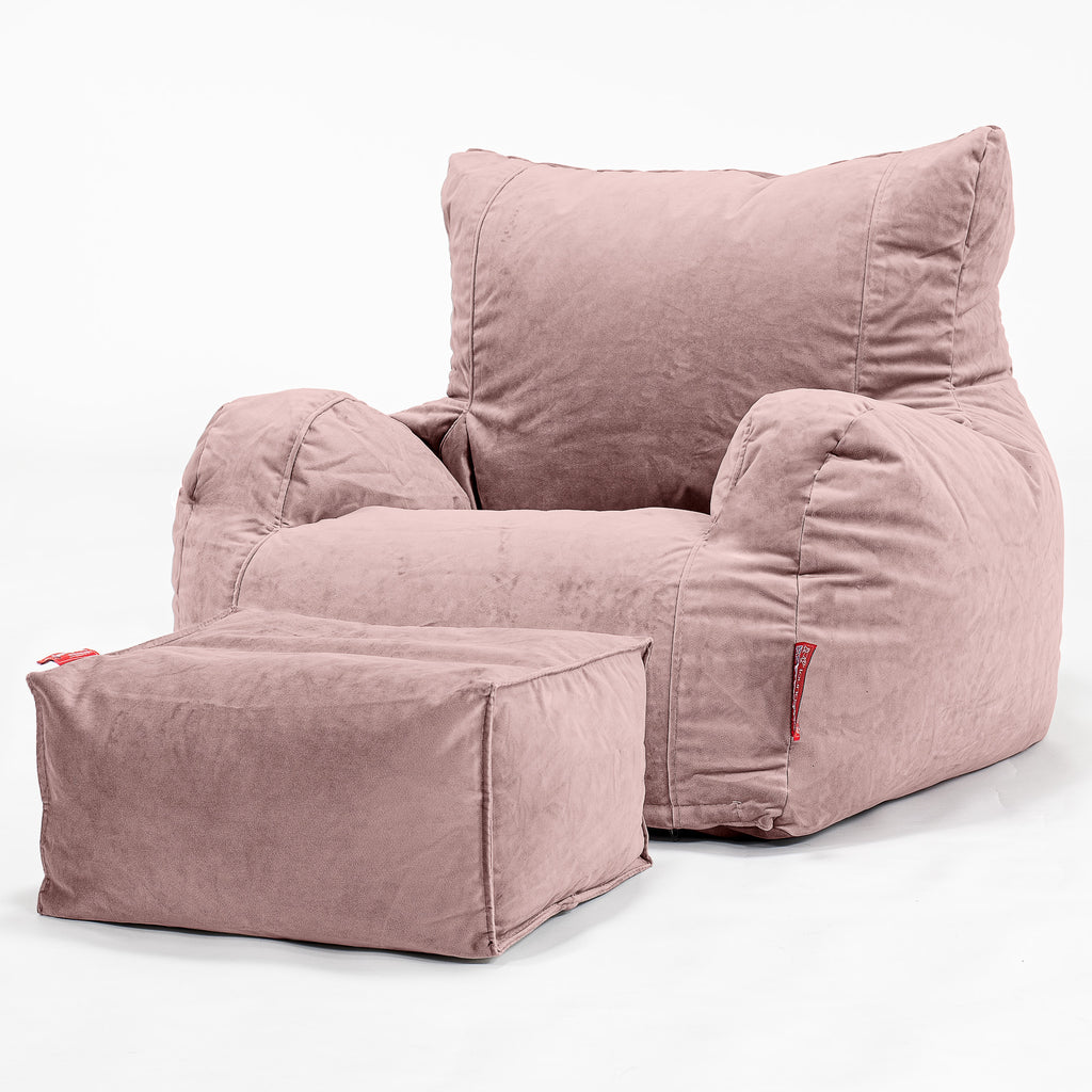 Sittsäck Fåtölj - Sammet Rosa 02