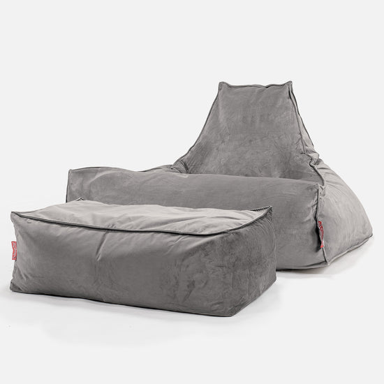 Sittsäck Lounge - Sammet Silverfärgad 02