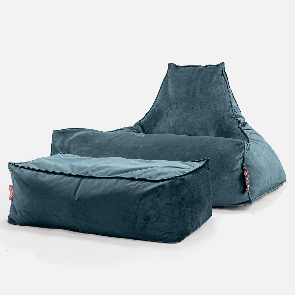 Sittsäck Lounge - Sammet Teal 02