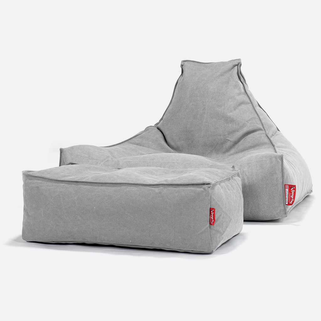Sittsäck Lounge - Stentvättad denim Grå 02