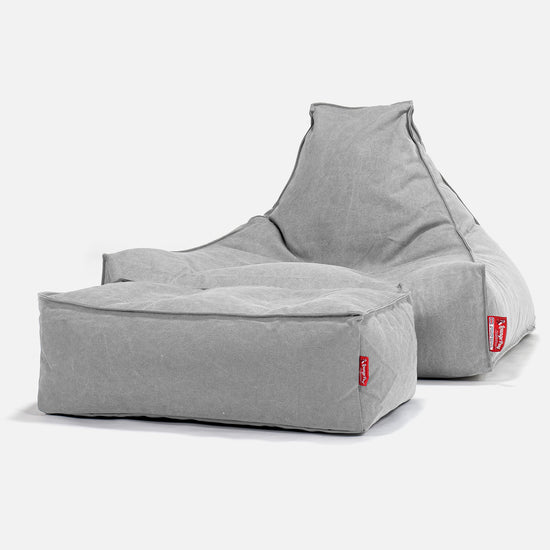 Sittsäck Lounge - Stentvättad denim Grå 02