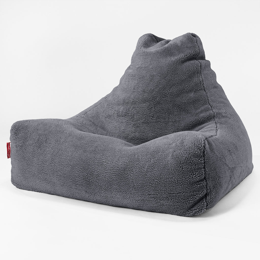 Sittsäck Lounge - Teddy-fuskpäls Mörkgrå 01