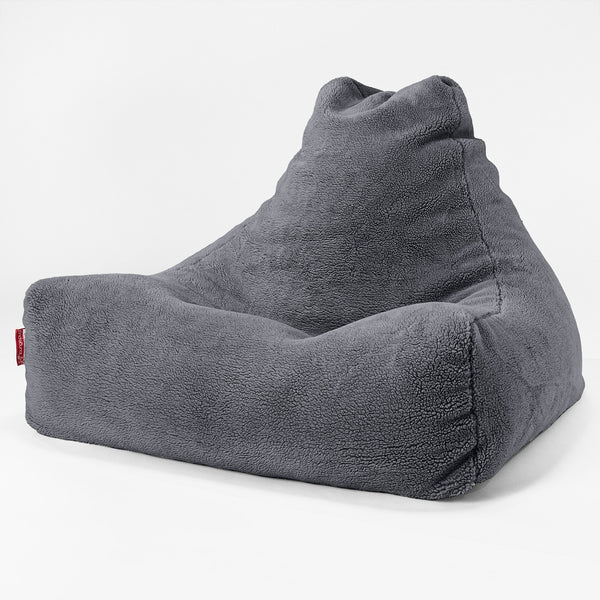 Sittsäck Lounge - Teddy-fuskpäls Mörkgrå 01