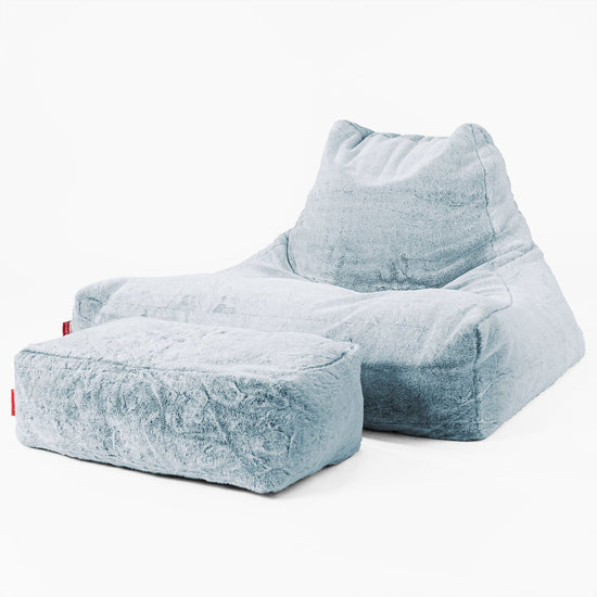 Soffa Lounge XXL Sittsäck - Fuskkaninpäls Gammelblå 02