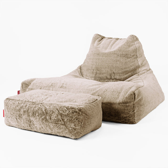 Soffa Lounge XXL Sittsäck - Fuskkaninpäls Gyllenbrun 02