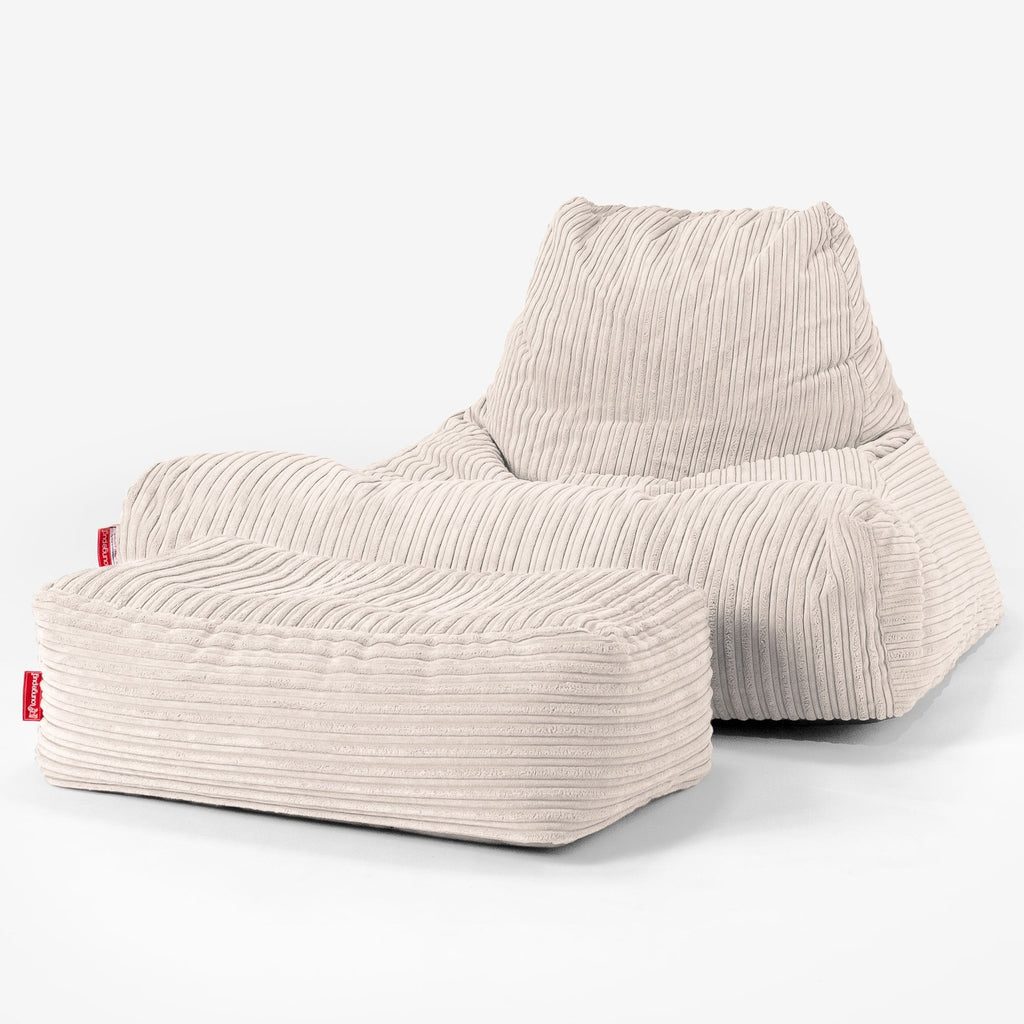 Soffa Lounge XXL Sittsäck - Klassisk Manchestertyg Elfenbensvit 02