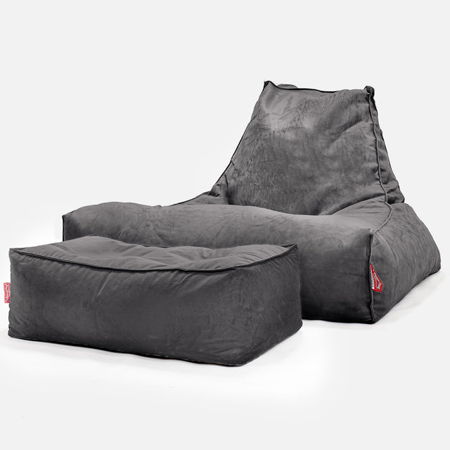 Soffa Lounge XXL Sittsäck - Sammet Grafitgrå 02