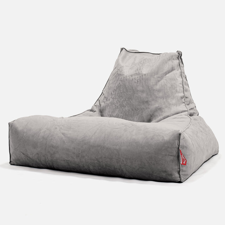 Soffa Lounge XXL Sittsäck - Sammet Silverfärgad 01