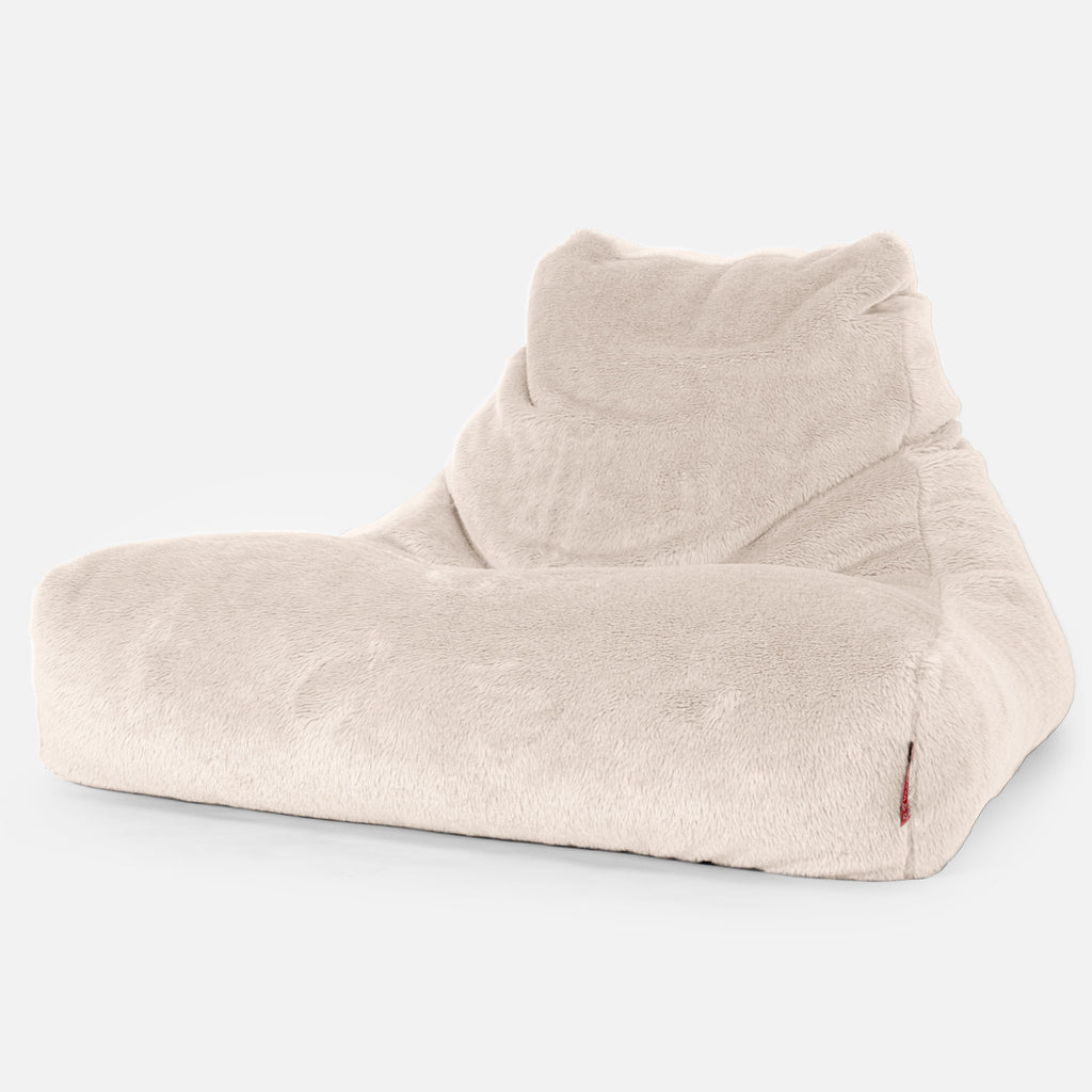 Soffa Lounge XXL Sittsäck - Teddy-fuskpäls Gräddvit 01
