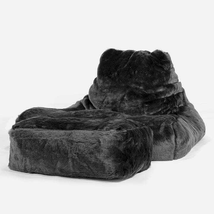Soffa Lounge XXL Sittsäck - Fuskpäls Svart 02